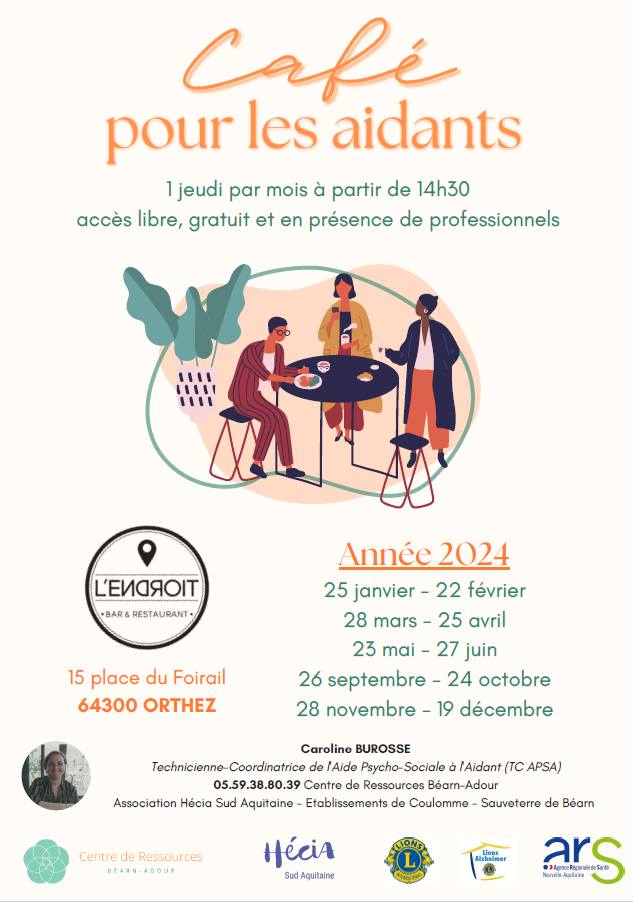 Affiche café des aidants 2024 à Orthez